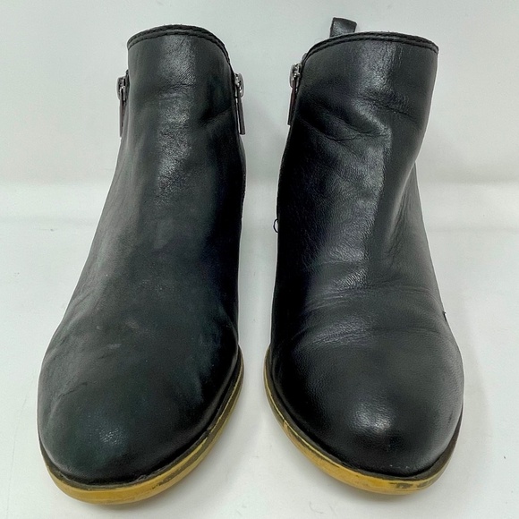 Lucky Brand Basel Black Leather Zip Side Ankle Boots Size 8M - Picture 6 of 15